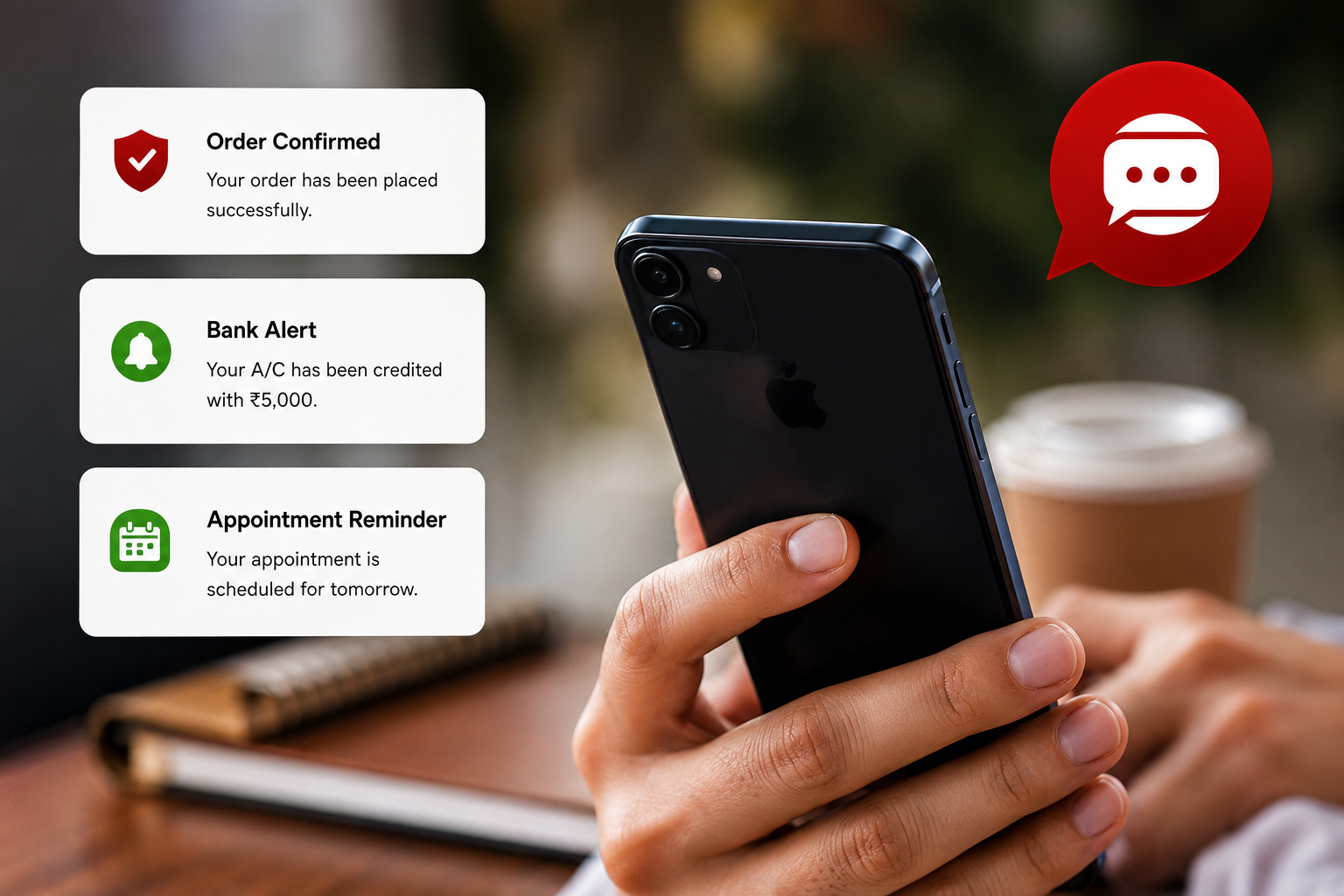 Transactional SMS messaging on a mobile phone
